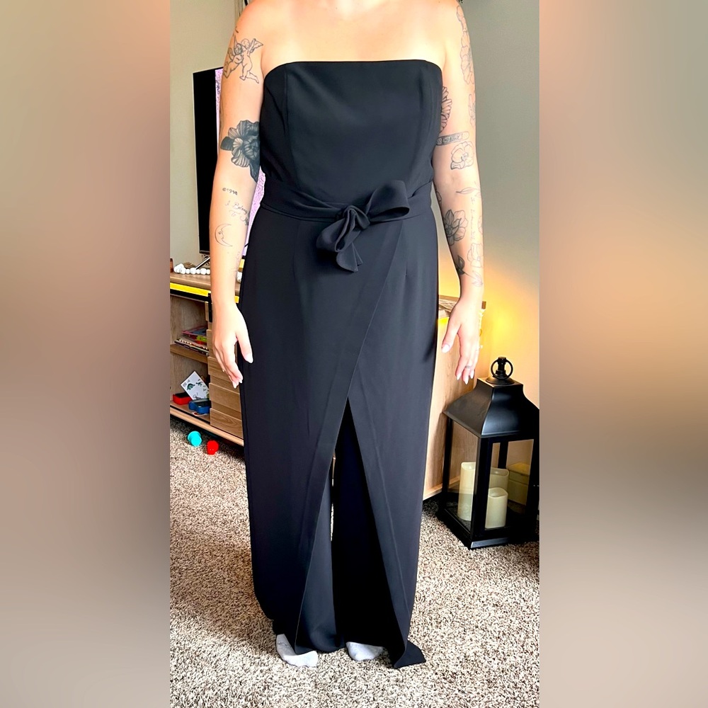 White House Black Market - Black Strapless Split-Leg Jumpsuit Size 16-Worn once